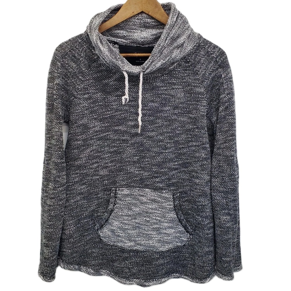 Womens S Gray Funnel Neck Pullover Hoodie Cozycore Gorpcore Athleisure Top